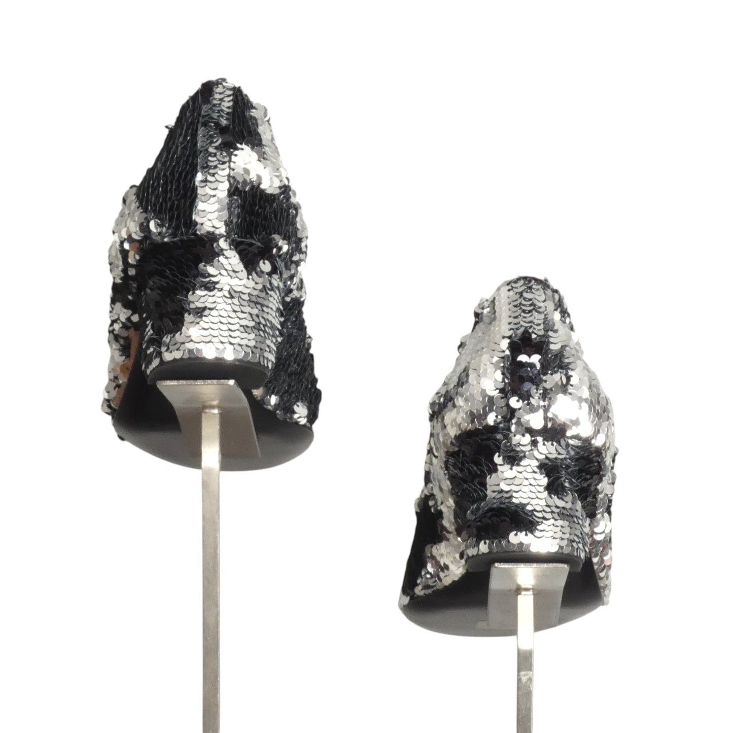 CHANEL- 2021 Black & Silver Sequin Pumps, Size 39