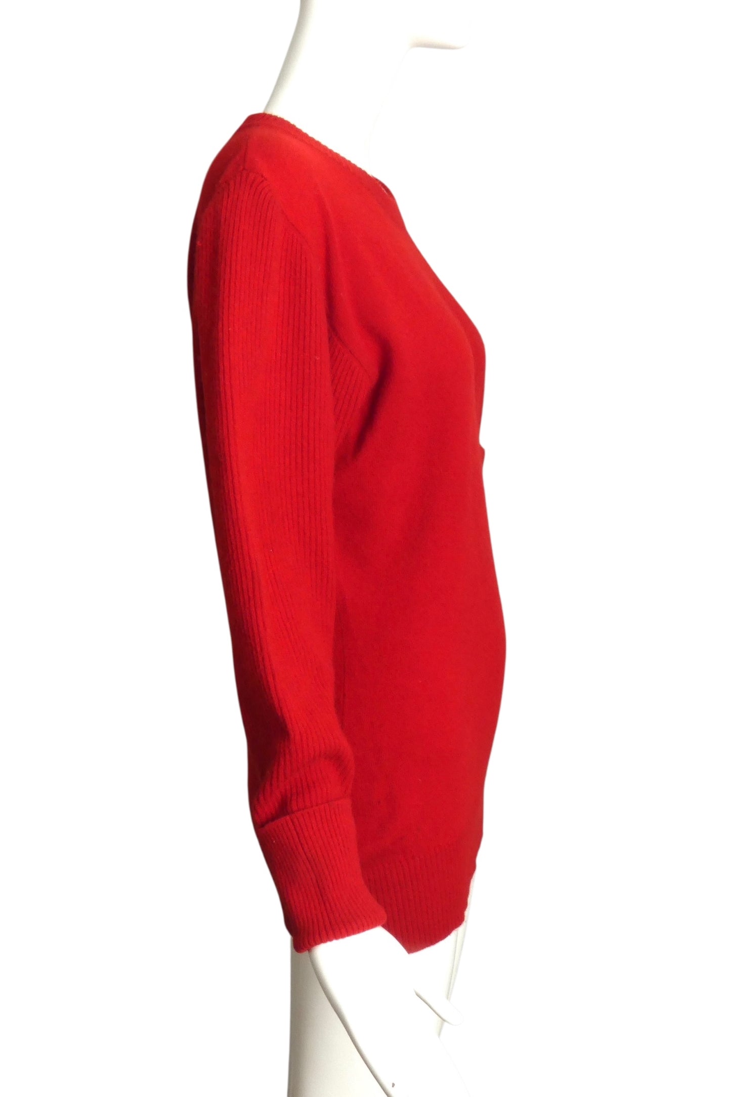 CHANEL- AS IS 1980s Red Cashmere Sweater, Size 8