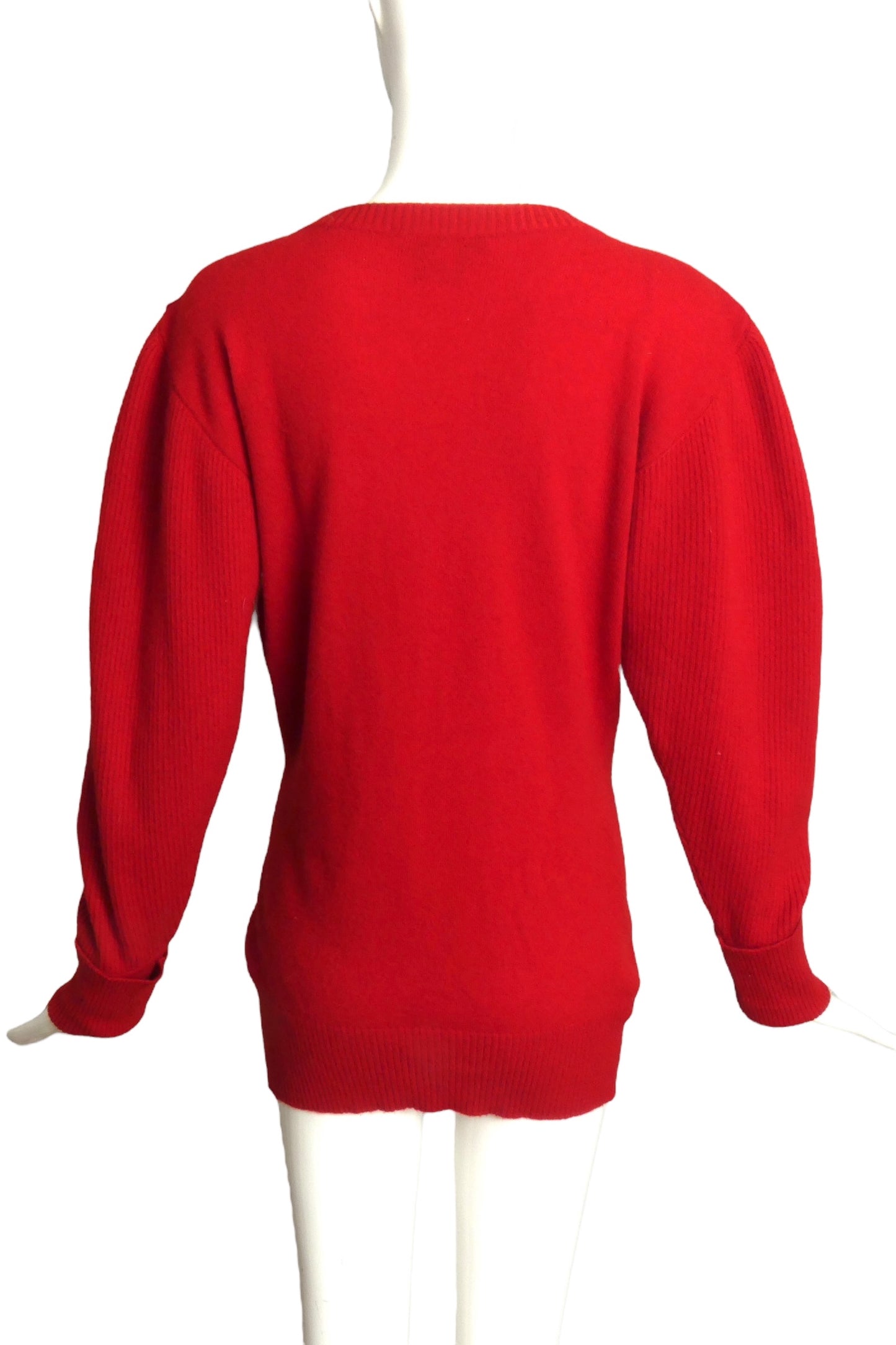 CHANEL- AS IS 1980s Red Cashmere Sweater, Size 8