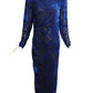 OSCAR DE LA RENTA- 1980s Blue Voided Velvet Gown, Size 4