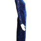 OSCAR DE LA RENTA- 1980s Blue Voided Velvet Gown, Size 4
