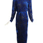 OSCAR DE LA RENTA- 1980s Blue Voided Velvet Gown, Size 4