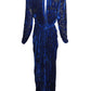 OSCAR DE LA RENTA- 1980s Blue Voided Velvet Gown, Size 4