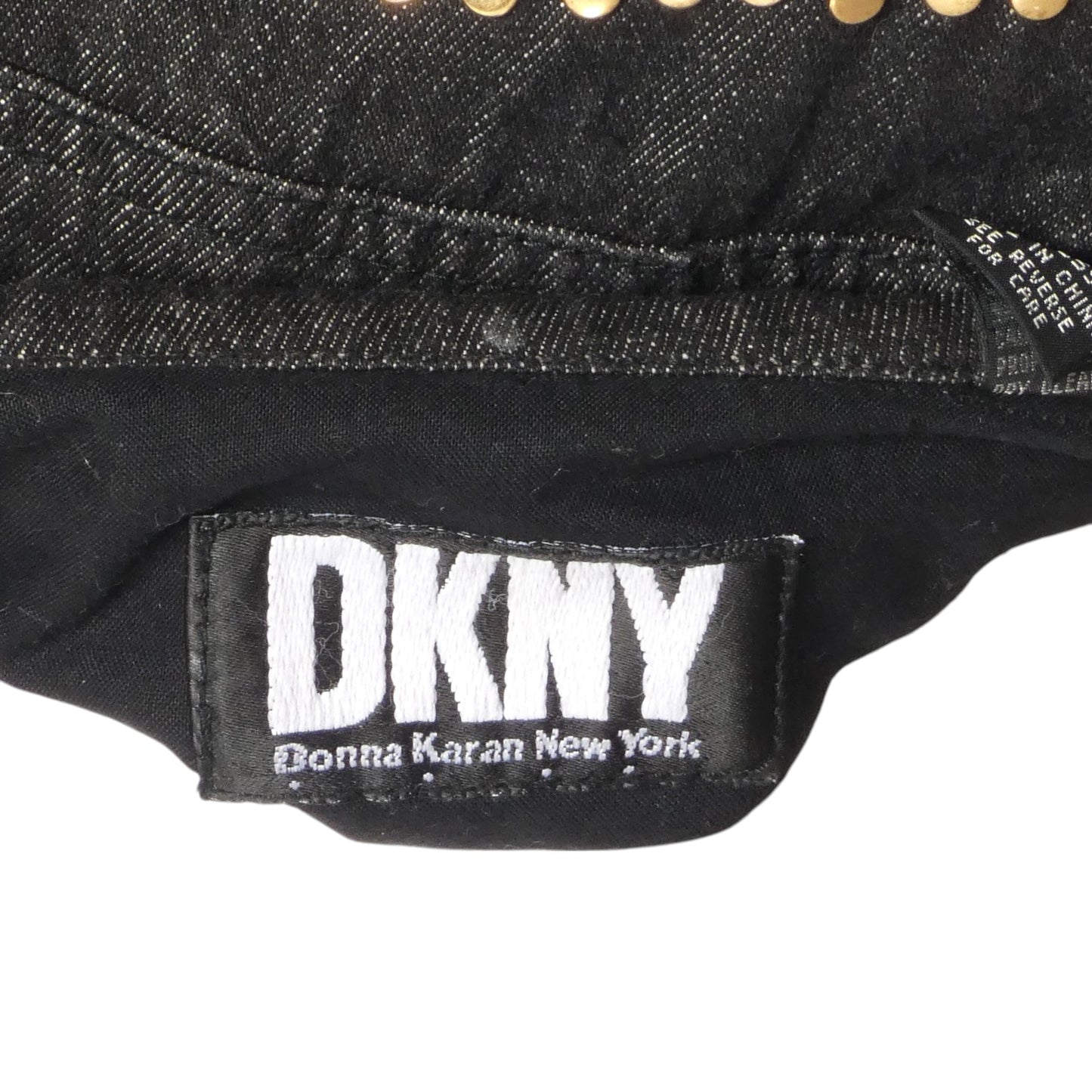 DKNY- 1989 Black Studded Denim Jacket, Size 8