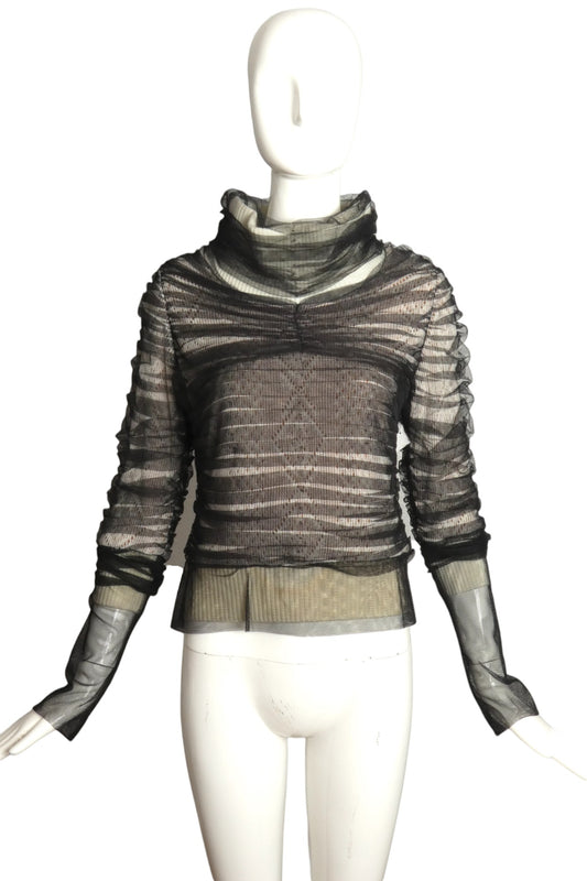 BYRON LARS- Black Tulle & Knit Sweater, Size 8