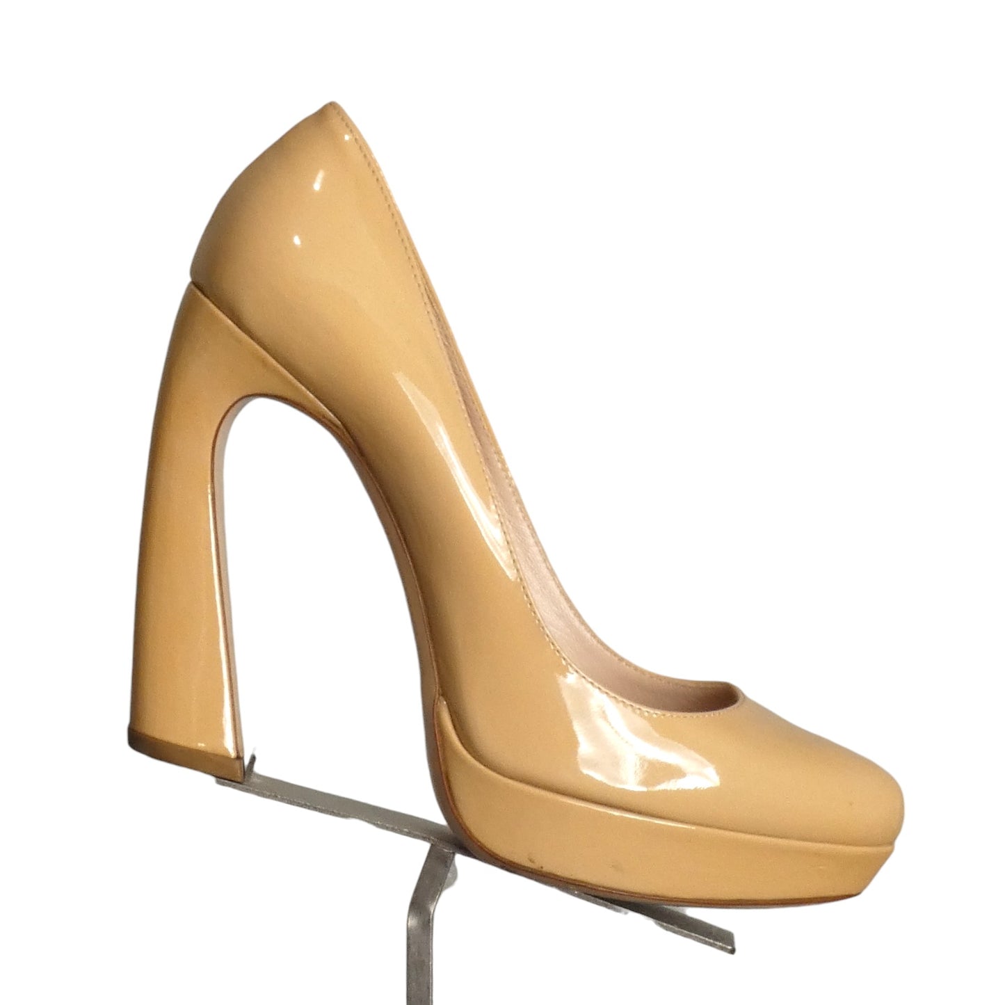 MIU MIU- Beige Patent Platform Pumps, Size 37