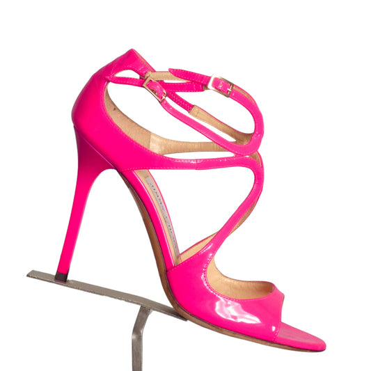 JIMMY CHOO- Pink Patent Sandals, Size 37