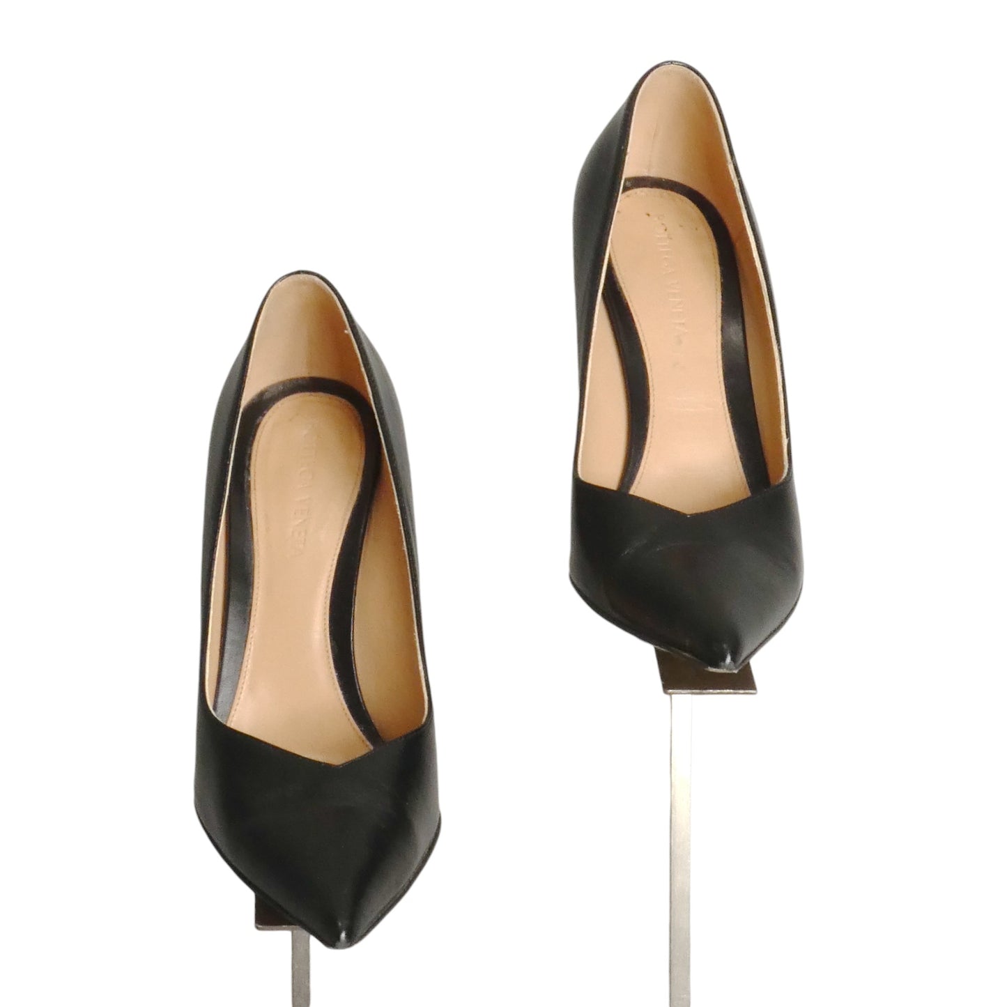 BOTTEGA VENETA- 2018 Black Leather Wedge Pumps, Size 37