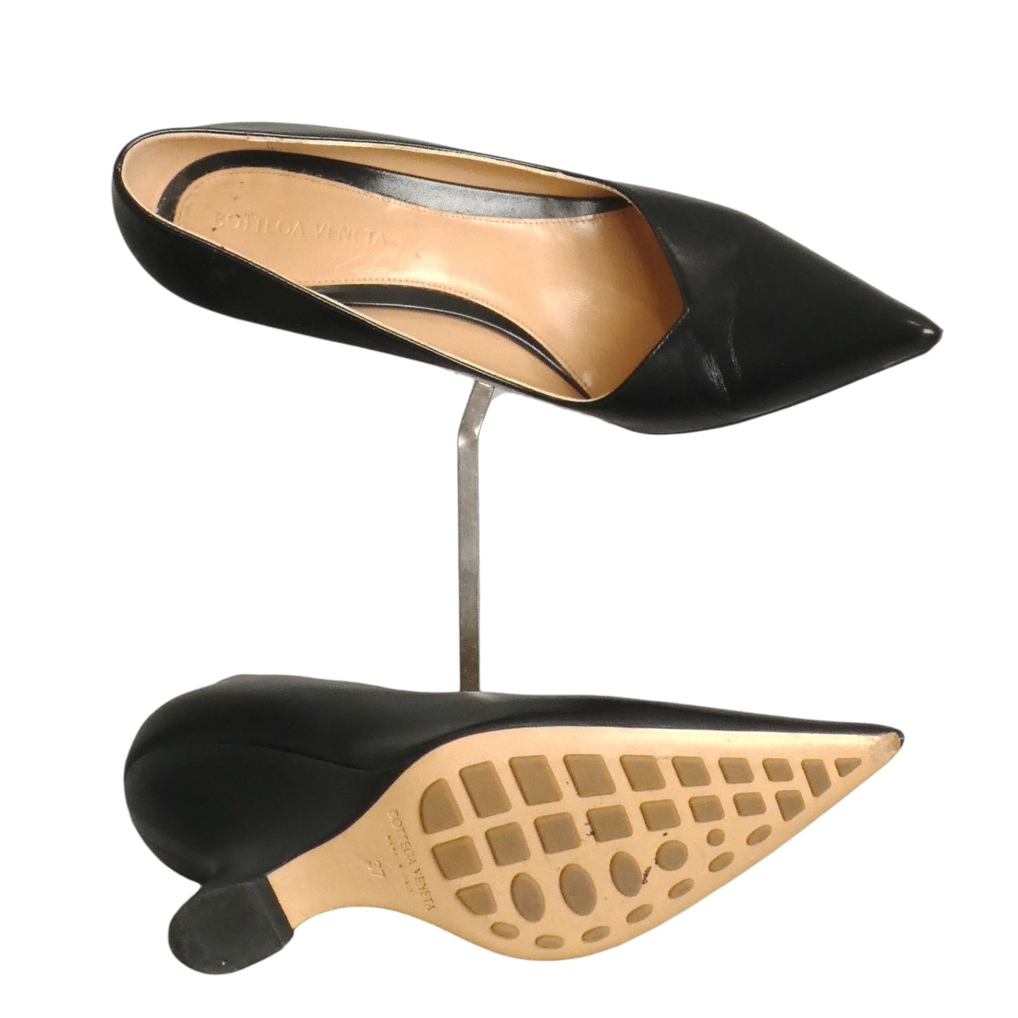 BOTTEGA VENETA- 2018 Black Leather Wedge Pumps, Size 37