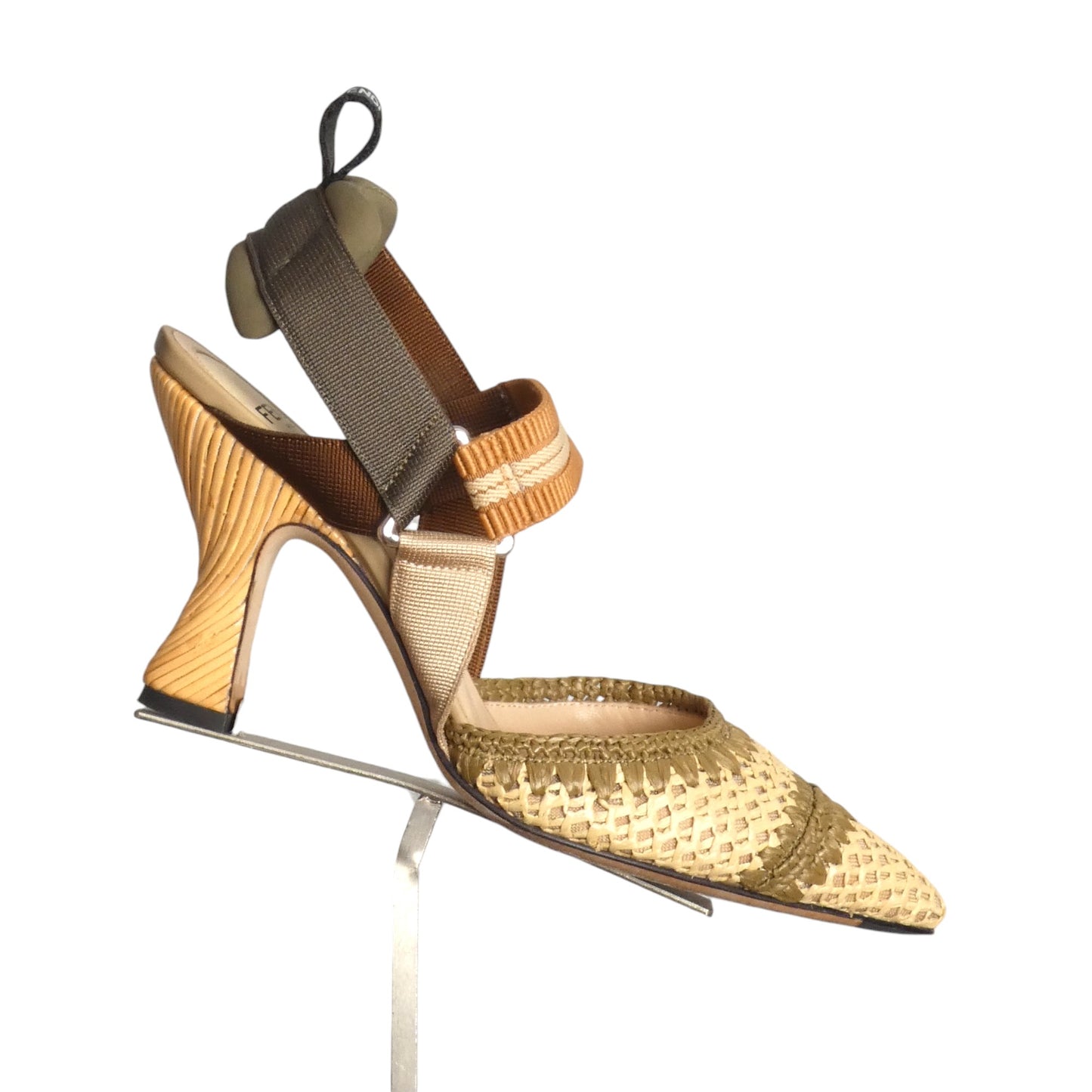 FENDI- Raffia Colibri Sling Back Pumps, Size 37