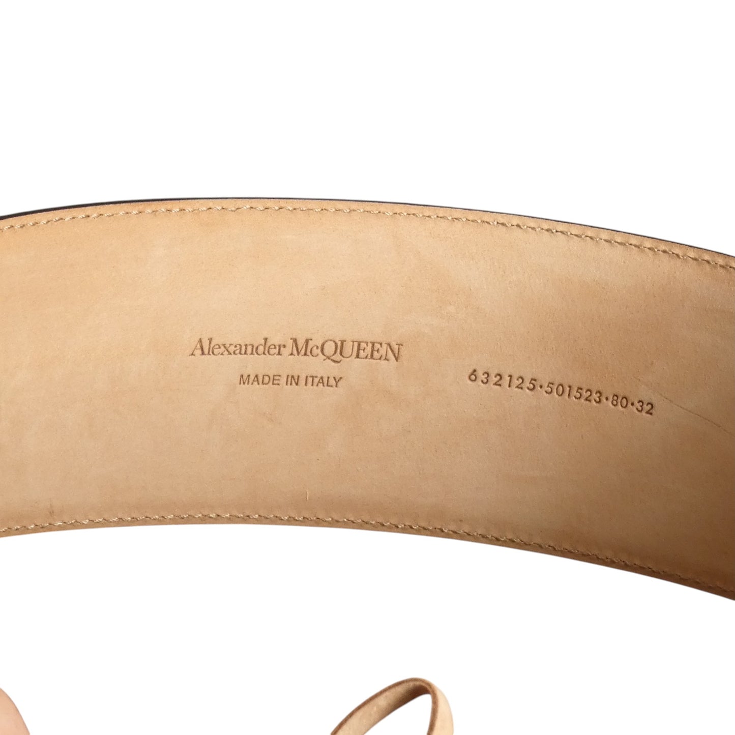 ALEXANDER MCQUEEN- Black Leather Molten Belt, Waist 32