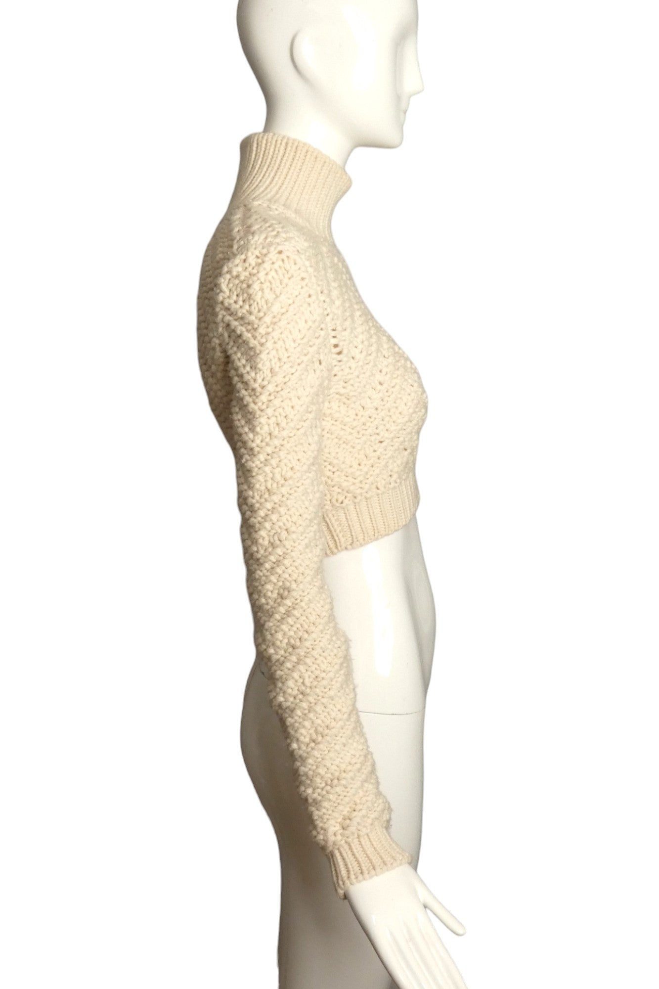 FENDI- Ivory Wool Cropped Sweater, Size 4