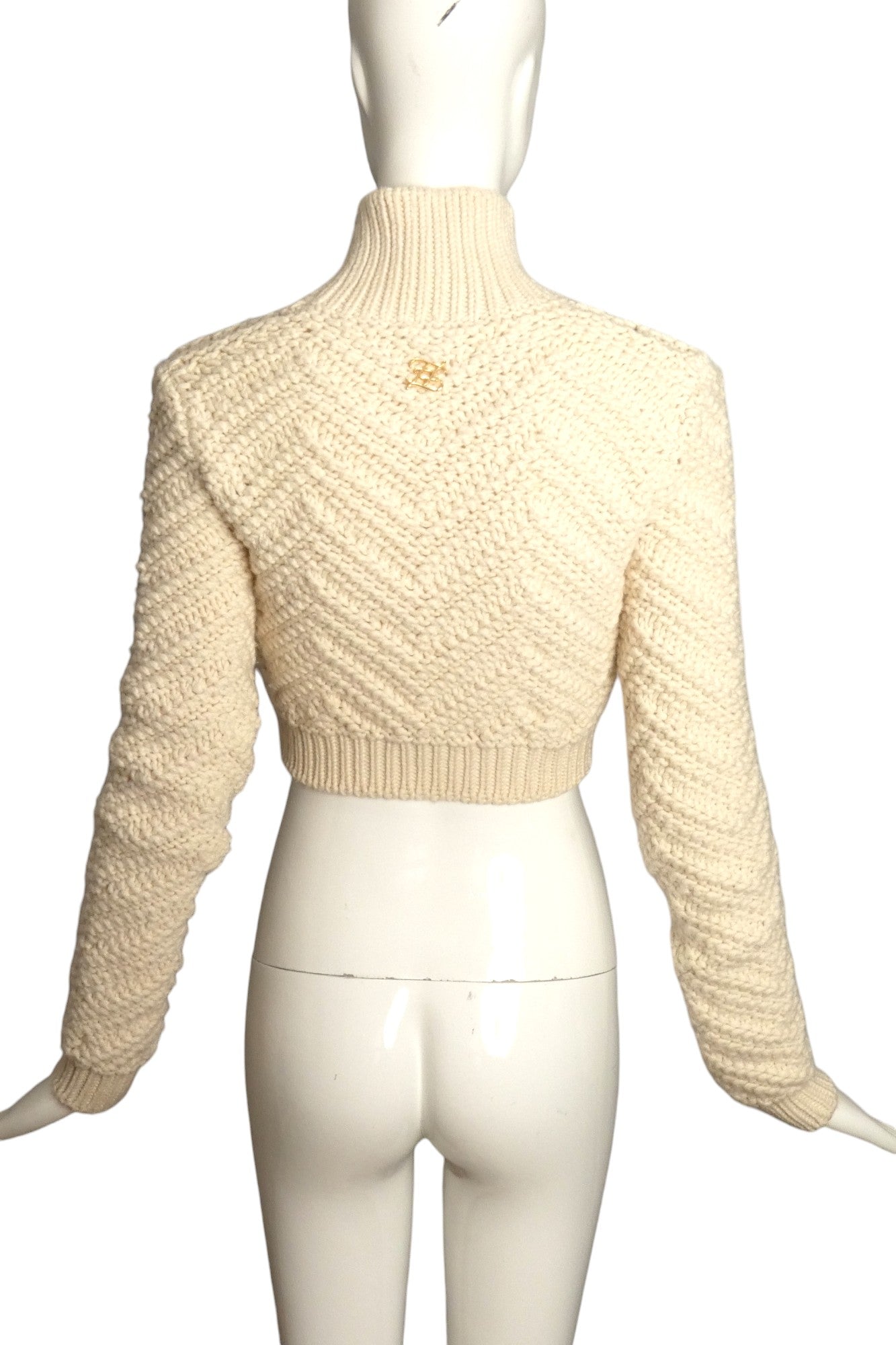FENDI- Ivory Wool Cropped Sweater, Size 4