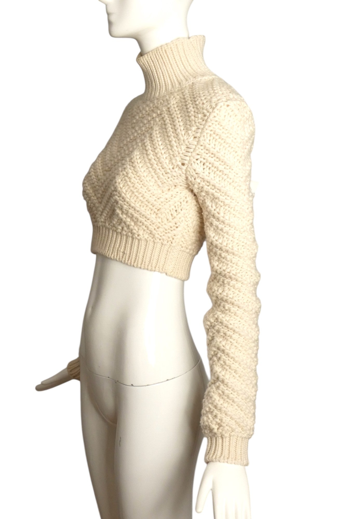 FENDI- Ivory Wool Cropped Sweater, Size 4