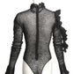 MAGDA BUTRYM- 2017 Black Ruffle Knit Bodysuit, Size 4