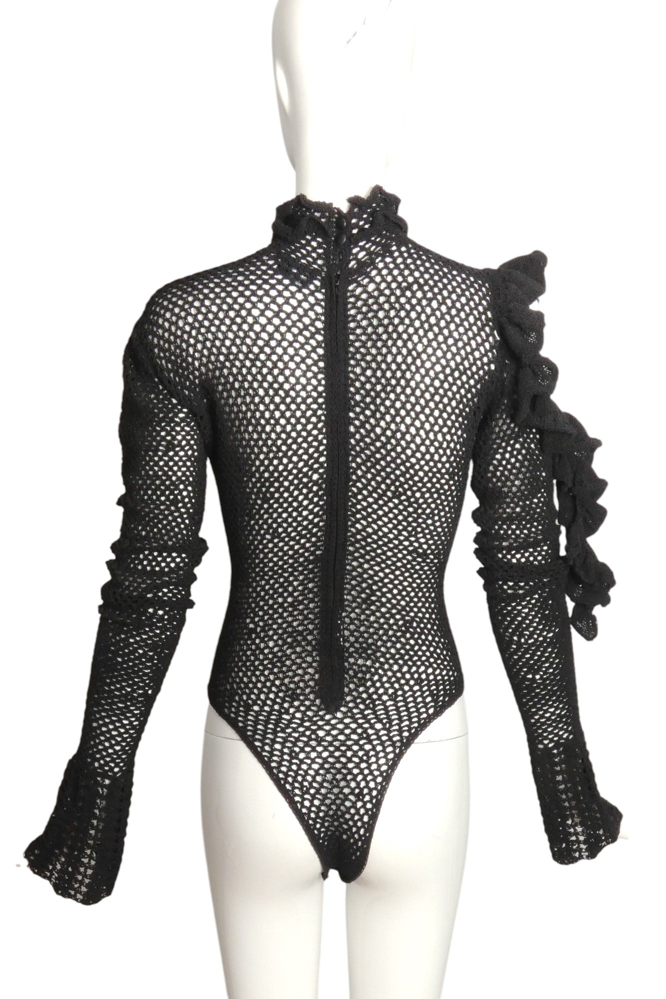 MAGDA BUTRYM- 2017 Black Ruffle Knit Bodysuit, Size 4