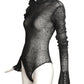MAGDA BUTRYM- 2017 Black Ruffle Knit Bodysuit, Size 4