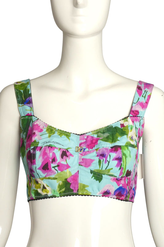DOLCE & GABBANA- Floral Cotton Bra Top, Size 6