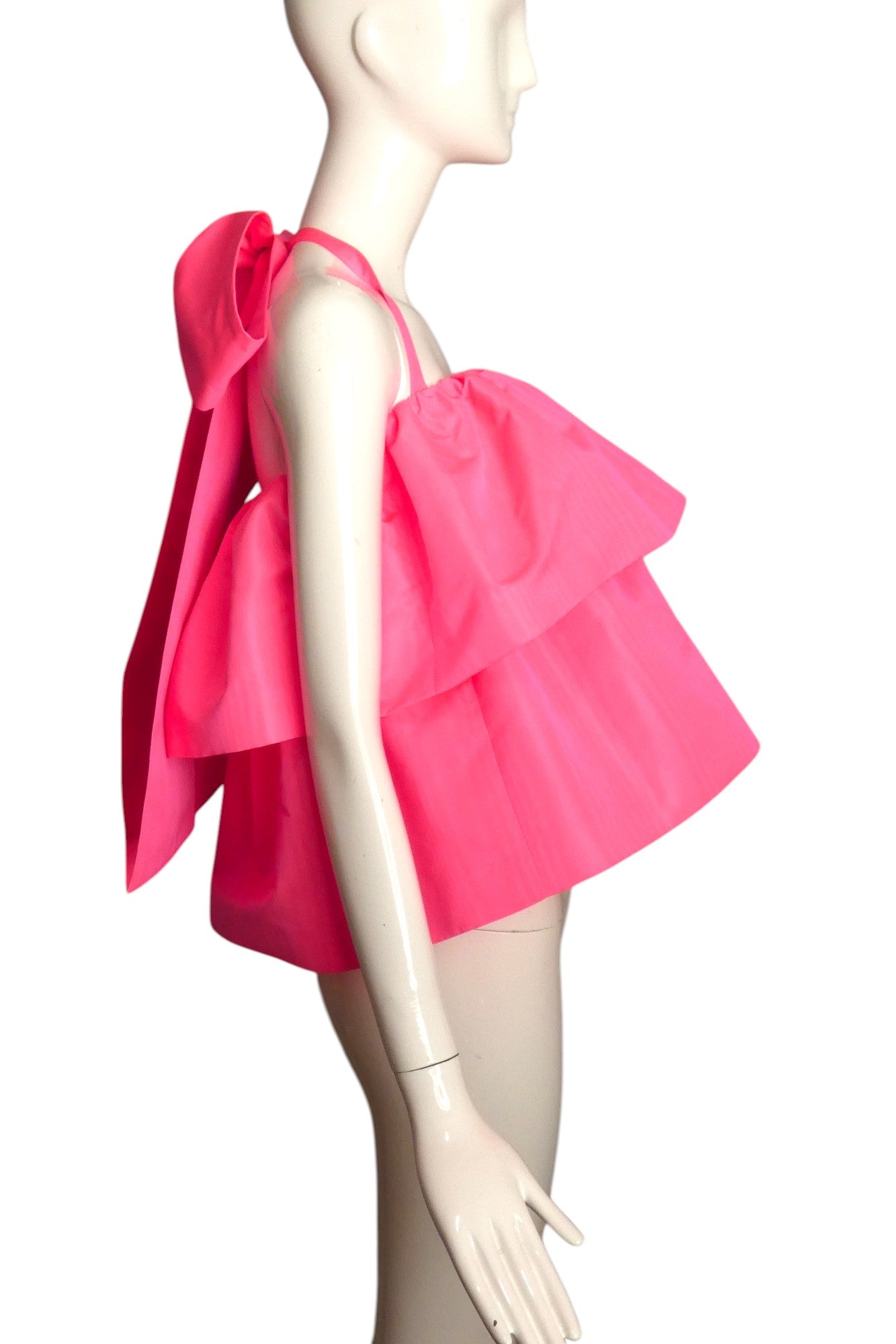 MSGM- 2018 Pink Taffeta Ruffle Top, Size 4