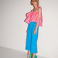 MSGM- 2018 Pink Taffeta Ruffle Top, Size 4