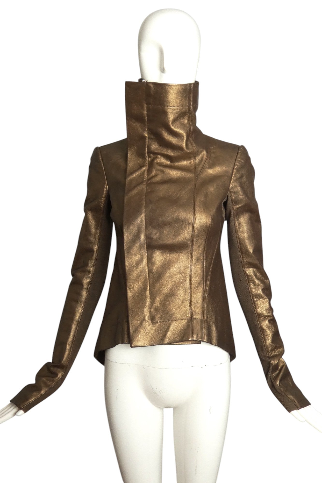 RICK OWENS- Bronze Leather & Knit Jacket, Size 4