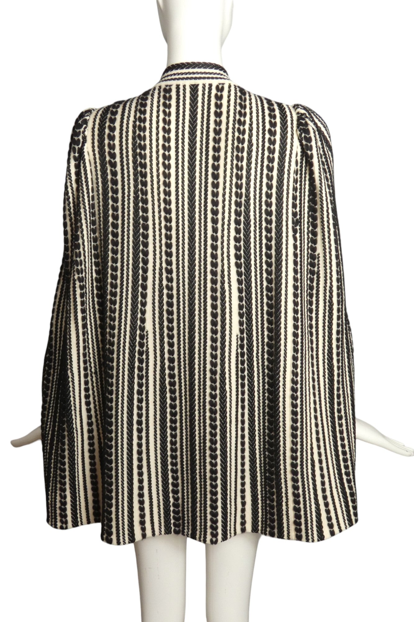 ALEXANDER MCQUEEN- Wool Patterned Knit Stripe Cape, Size XS