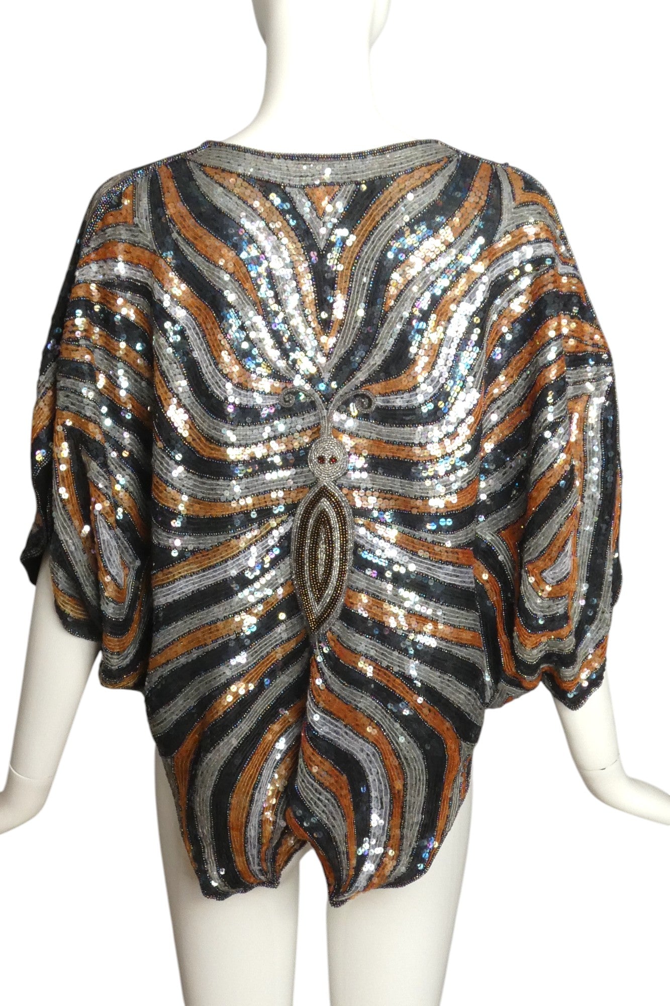 1970s Butterfly Bead & Sequin Top, Size 10