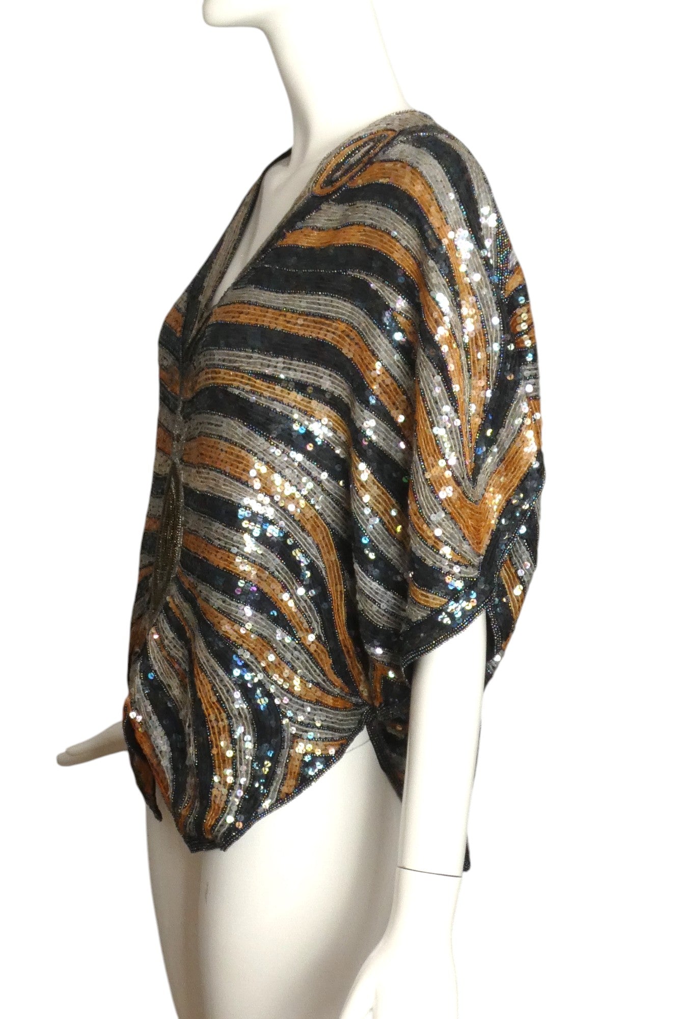 1970s Butterfly Bead & Sequin Top, Size 10
