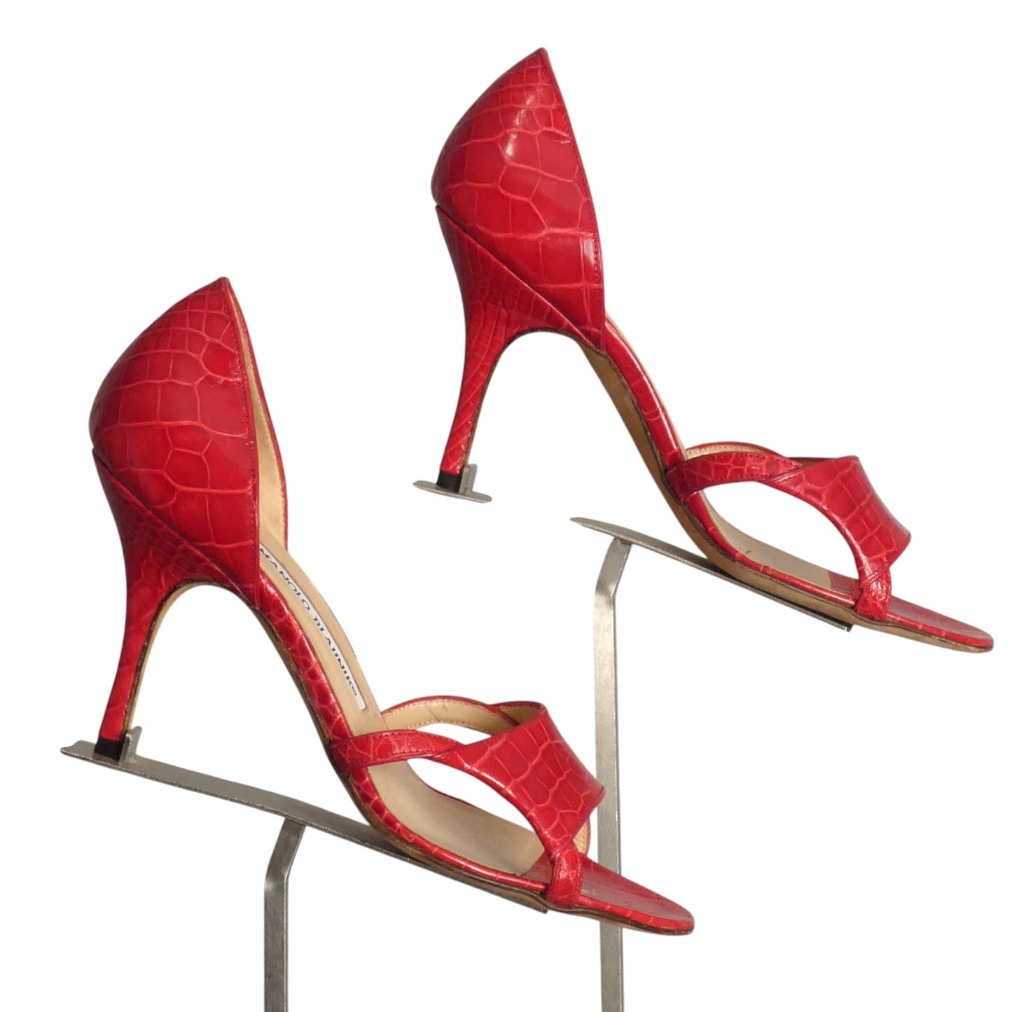 MANOLO BLAHNIK- Red Alligator Pumps, Size 36.5