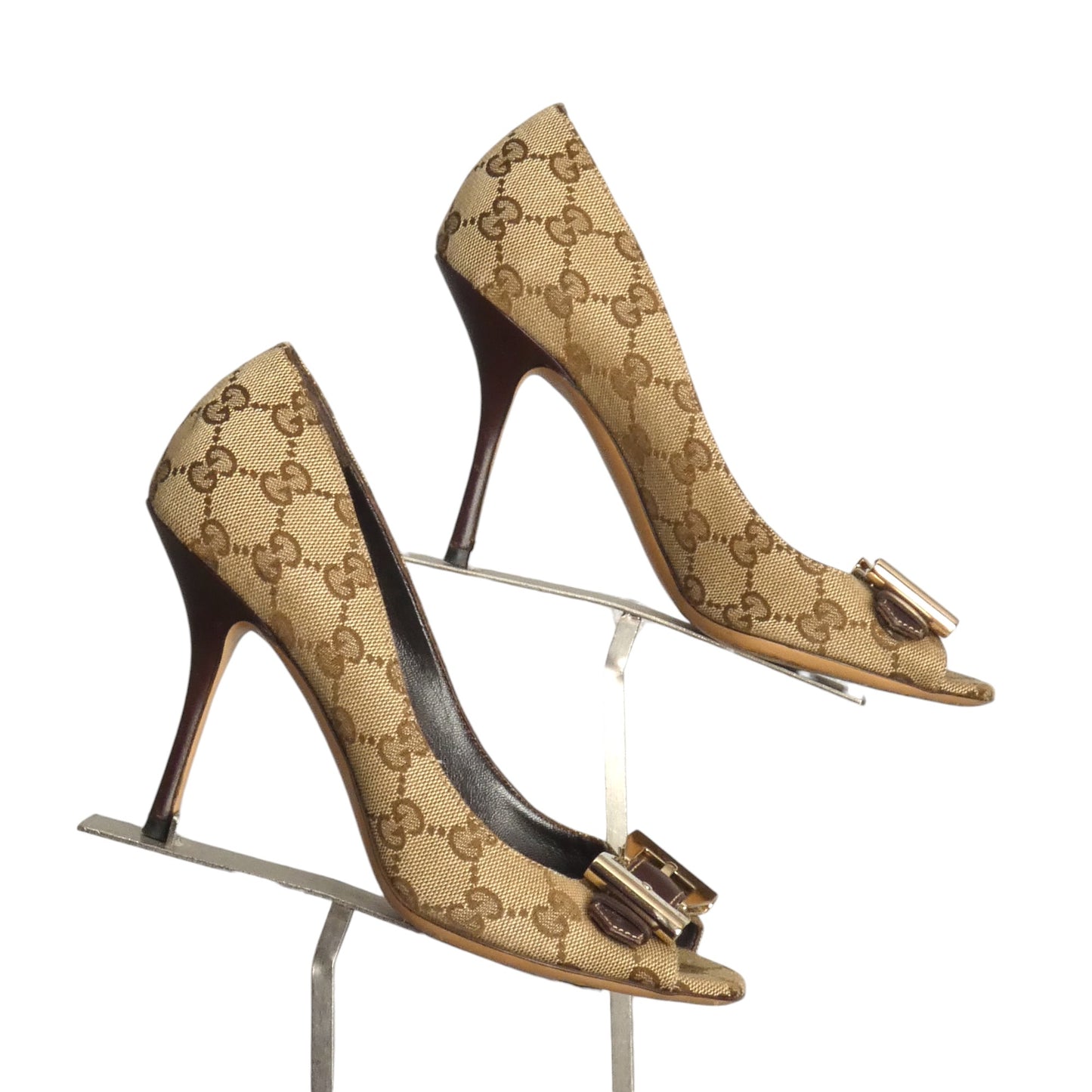GUCCI- Supreme Canvas Buckle Pumps, Size 6