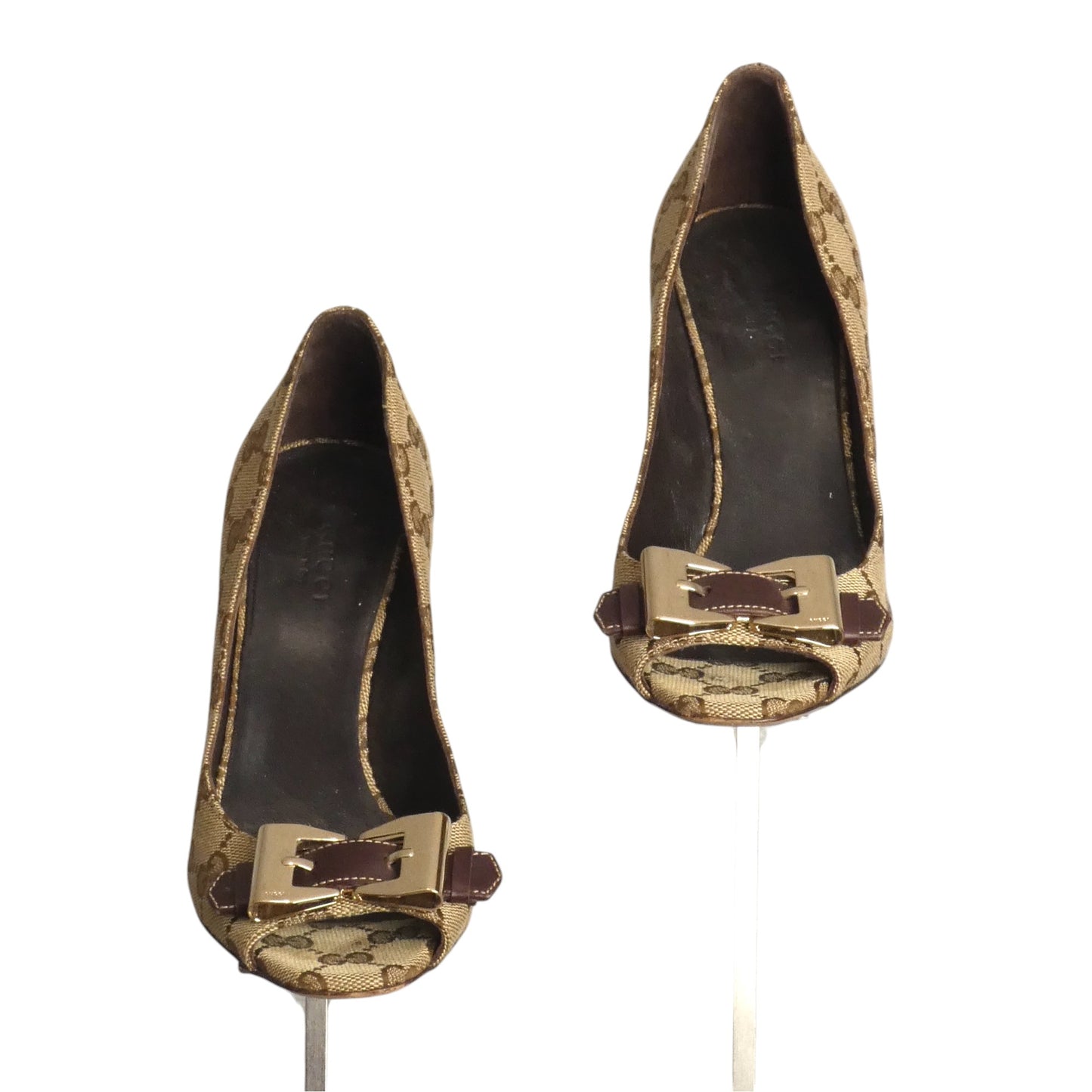 GUCCI- Supreme Canvas Buckle Pumps, Size 6
