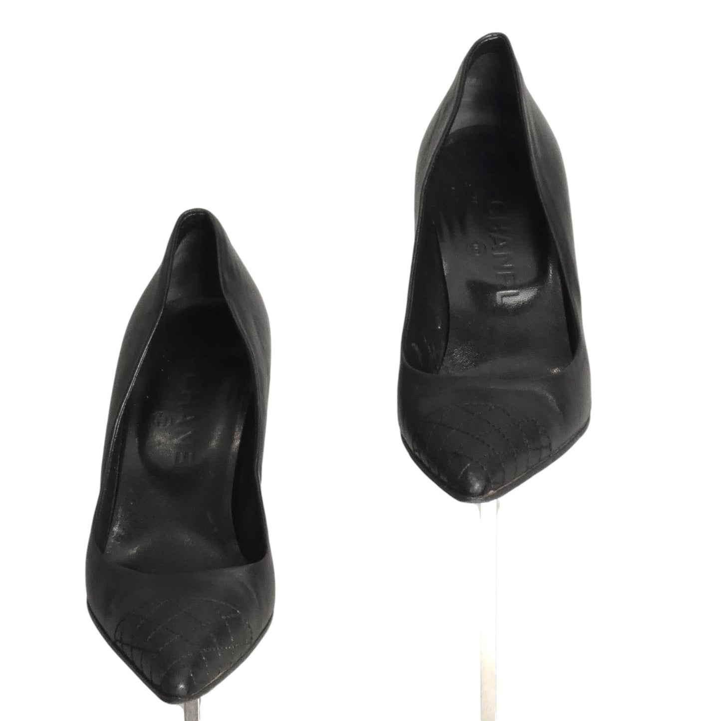 CHANEL- Black Quilted Leather Pumps, Size 36