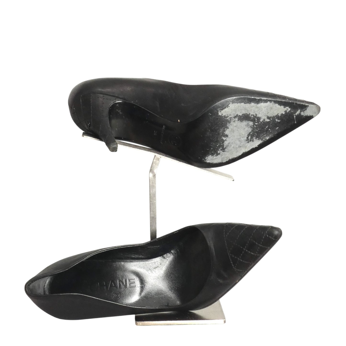 CHANEL- Black Quilted Leather Pumps, Size 36