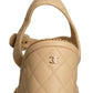 CHANEL- Tan Woven Leather Platform Heels, Size 39.5