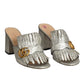 GUCCI- Silver Metalic Mules, Size 39