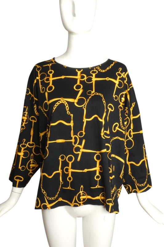 GUCCI- 1990s Horsebit Print L/S T-Shirt, Size Large