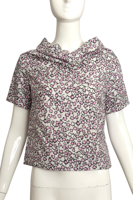 DRIES VAN NOTEN- Printed Silk Cowl Neck Blouse, Size 6
