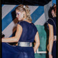 CHLOE- 1982 Navy Bead Trim Chiffon Ensemble, Size 6