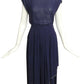 CHLOE- 1982 Navy Bead Trim Chiffon Ensemble, Size 6