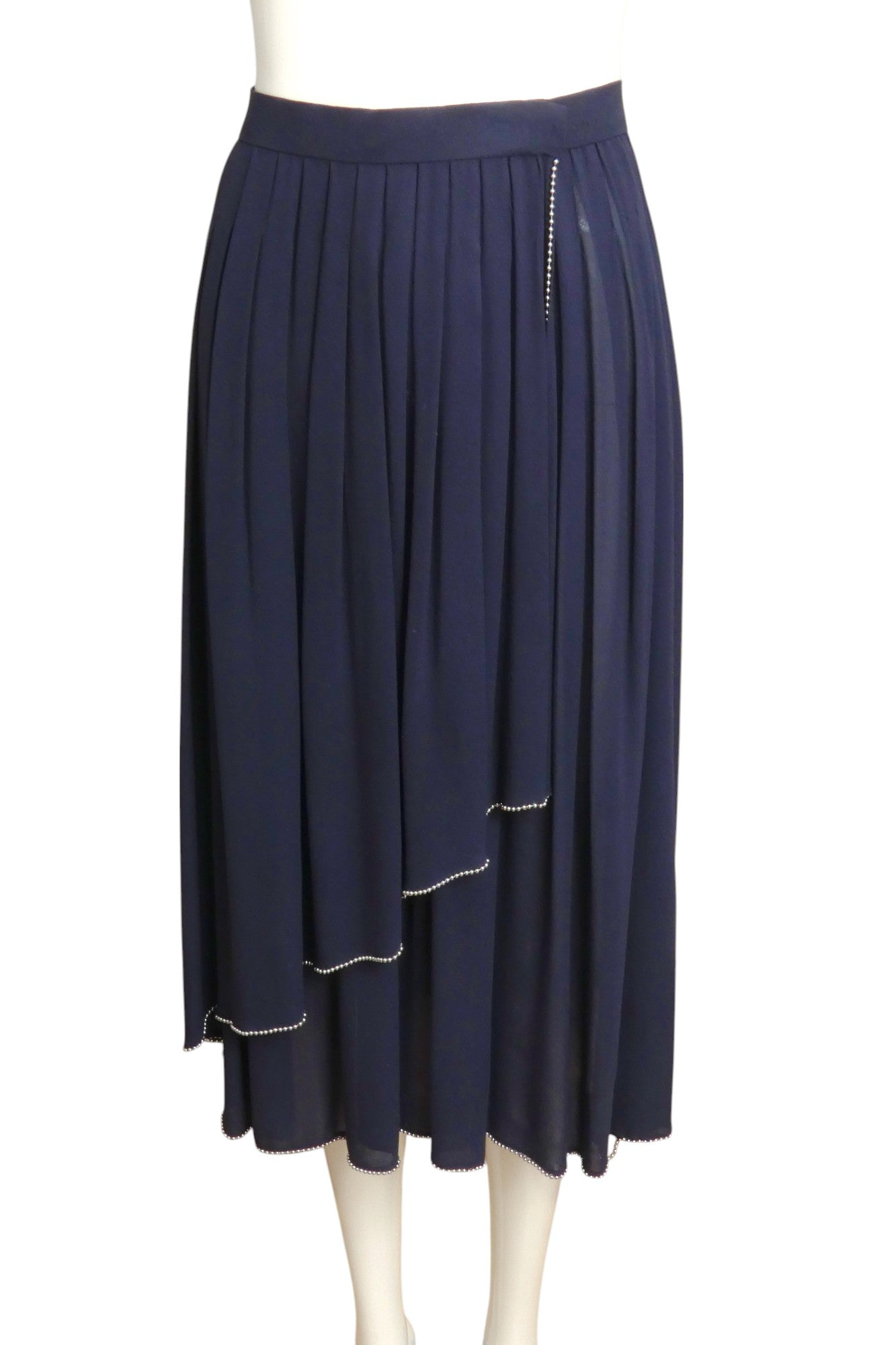 CHLOE- 1982 Navy Bead Trim Chiffon Ensemble, Size 6