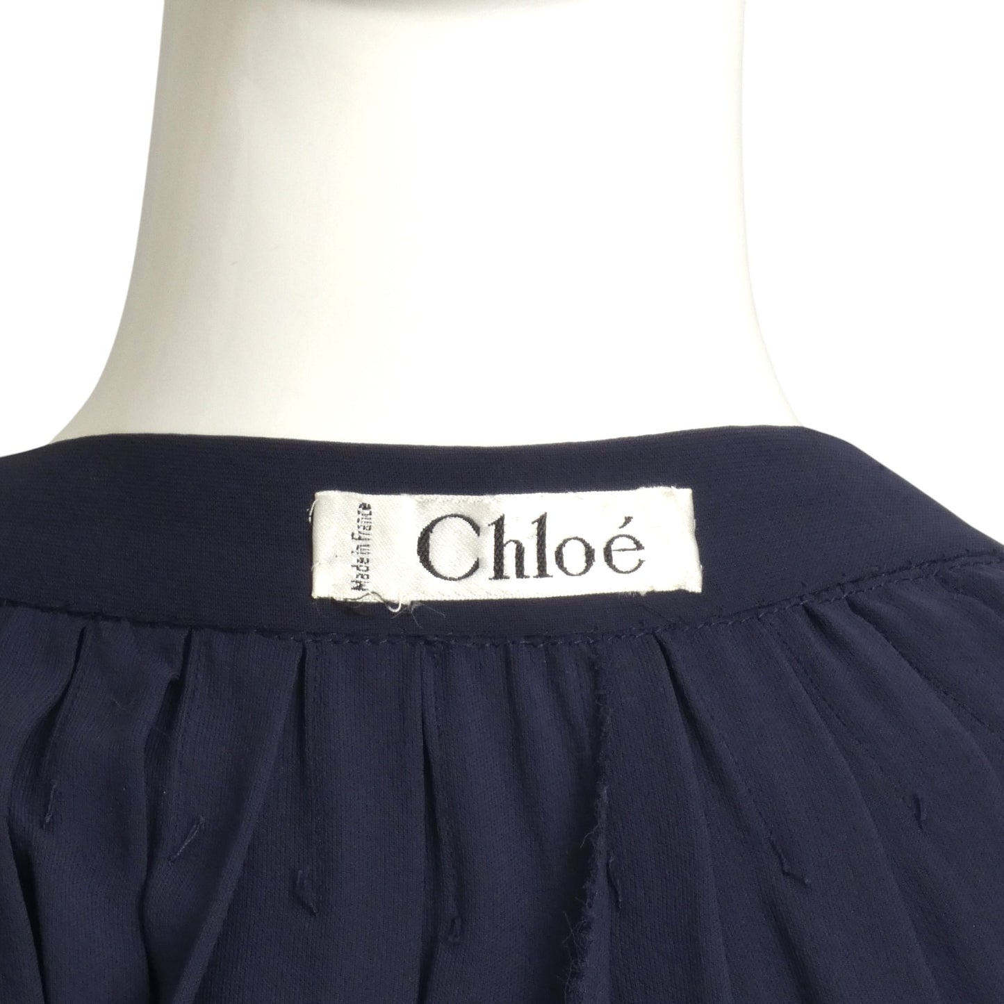 CHLOE- 1982 Navy Bead Trim Chiffon Ensemble, Size 6