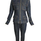 YVES SAINT LAURENT- 2000s Blue Denim Safari Pant Suit, Size 6