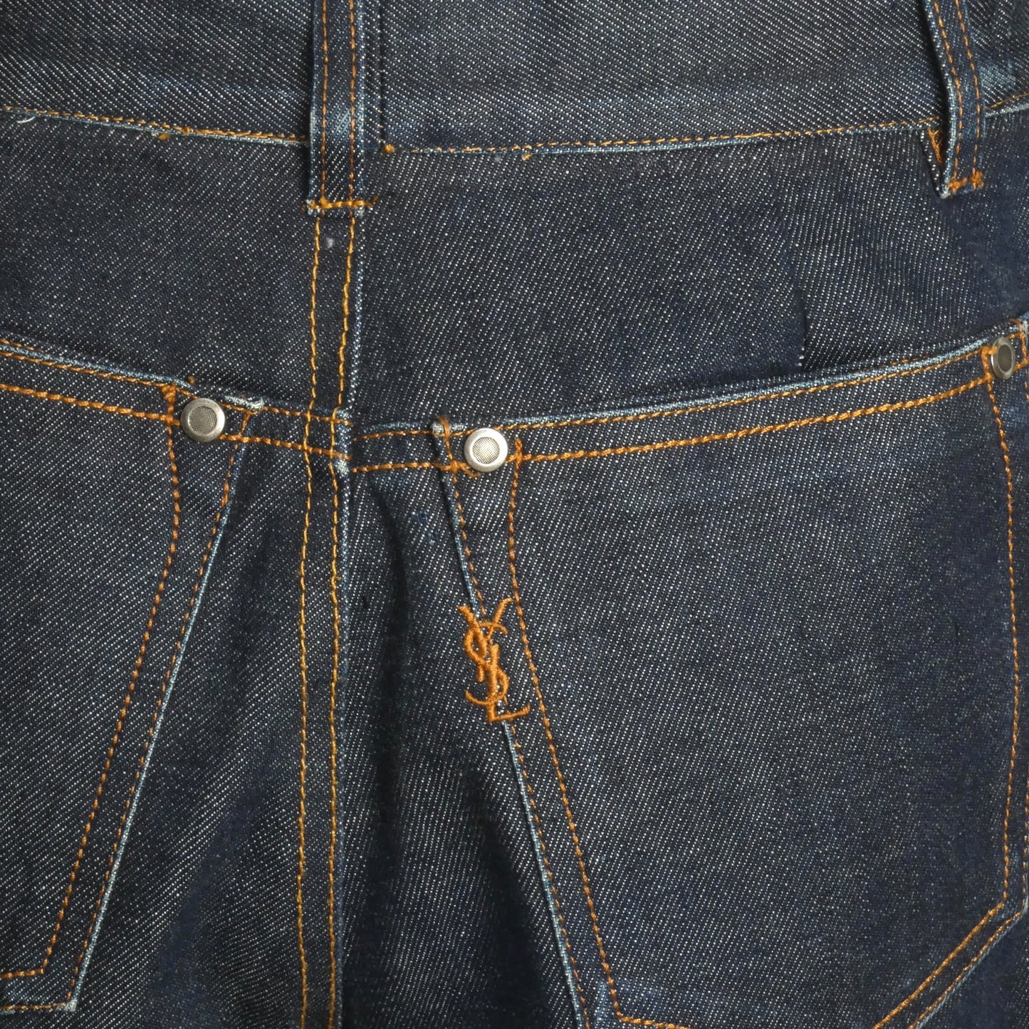 YVES SAINT LAURENT- 2000s Blue Denim Safari Pant Suit, Size 6