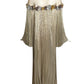 OSCAR DE LA RENTA- 2023 Embellished Metallic Plisse Gown, Size Large