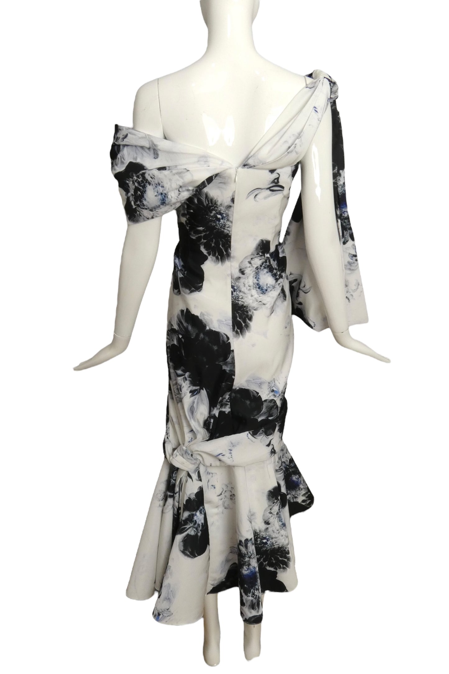 ALEXANDER MCQUEEN- 2024 Chiaroscuro Print Taffeta Dress, Size 8