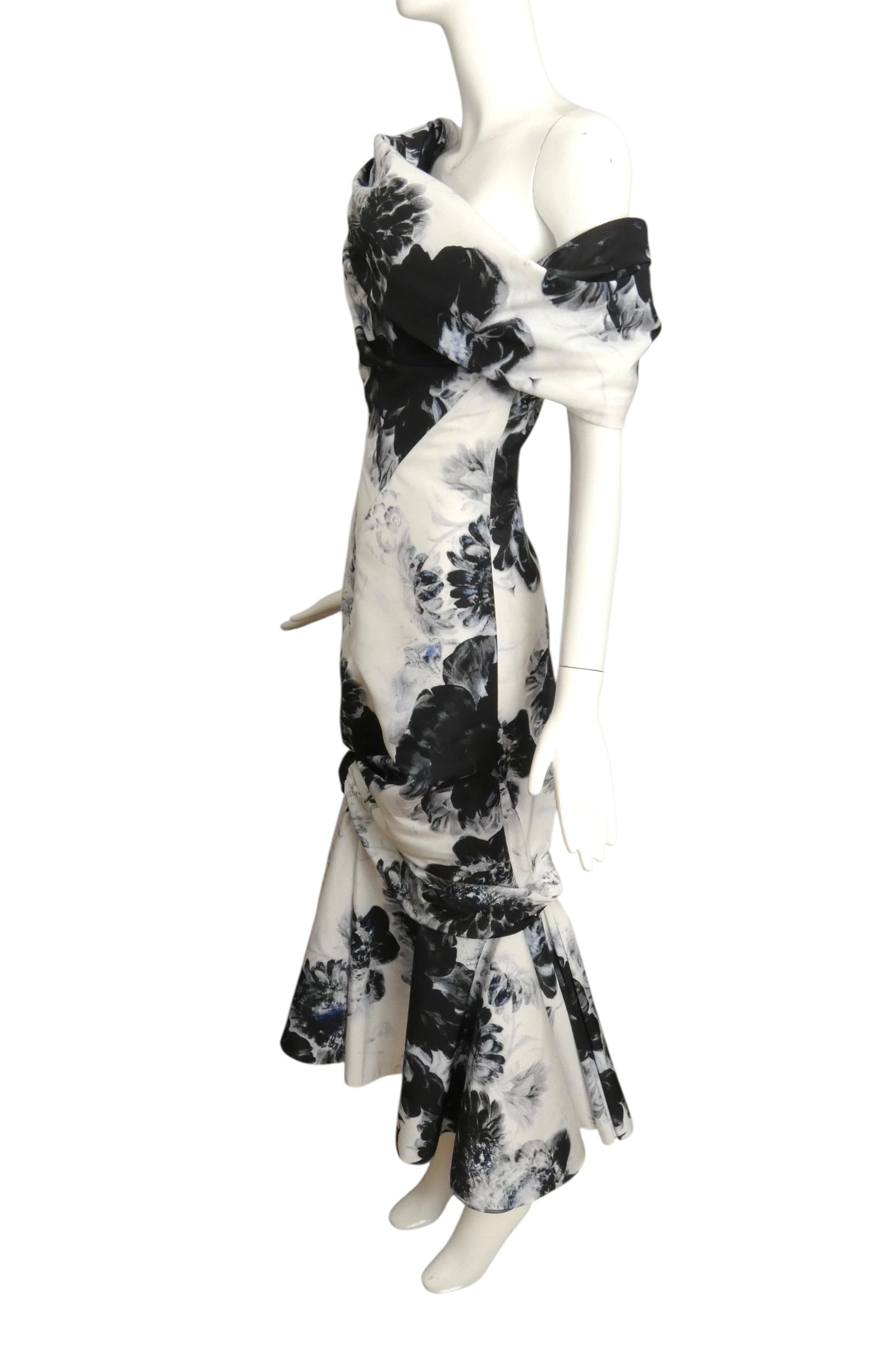 ALEXANDER MCQUEEN- 2024 Chiaroscuro Print Taffeta Dress, Size 8