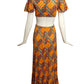 1970s 2pc Floral Knit Skirt Ensemble, Size 2