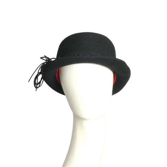 PIERRE CARDIN- 1980s Black Wool Felt Bowler