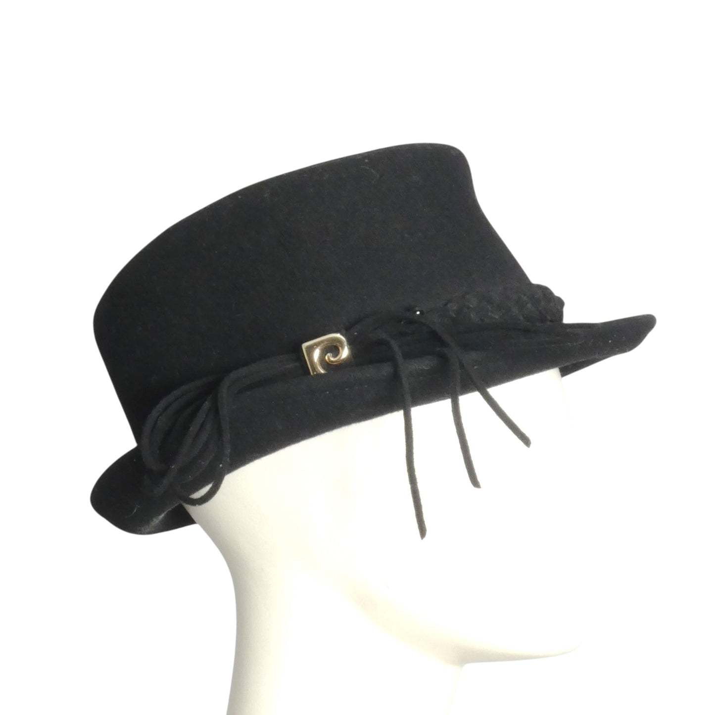 PIERRE CARDIN- 1980s Black Wool Felt Bowler