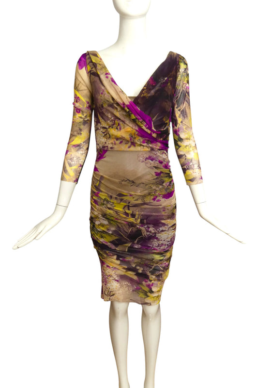 JEAN PAUL GAULTIER- Print Nylon Mesh Dress, Size Small
